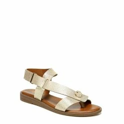 Promo 🥰 Franco-Sarto 👩 Womens Franco Sarto L-Glenni Gold Metallic Flip Flop 🩴 Sandals 🔥